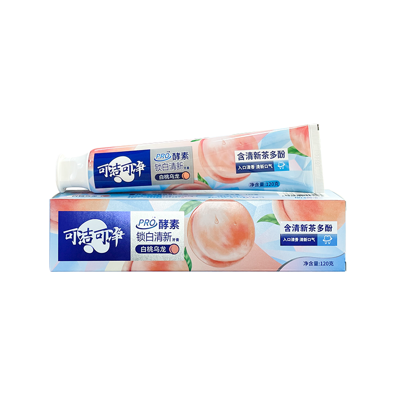 A fehér őszibarack Oolong tea polifenolokat tartalmaz, fehérítő felnőtt fogkrémet